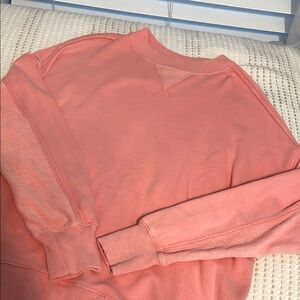 Aerie Pink Crewneck Sweater with Ribbed Cuffs